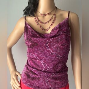 Guess collection vintage spaghetti strap top. Purple/brown/gold. Sz M